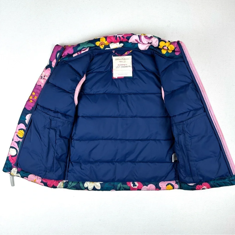 Hanna Andersson Quilted Floral Puffer Vest Sz 5
